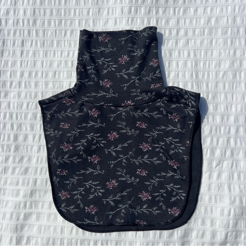 VTG 70s Stanfield's Black Floral Print Dickie Turtleneck Collar, OS